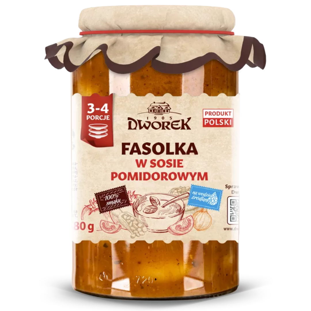 Fasolka Piękny Jaś w sosie pomidorowym 720ml - Dworek