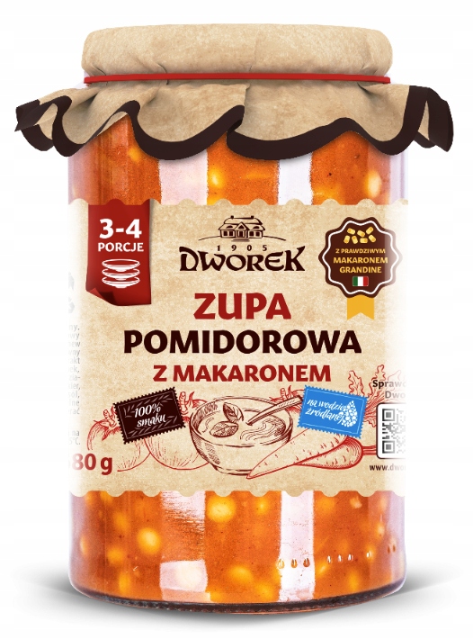 Zupa pomidorowa z makaronem 720ml - Dworek